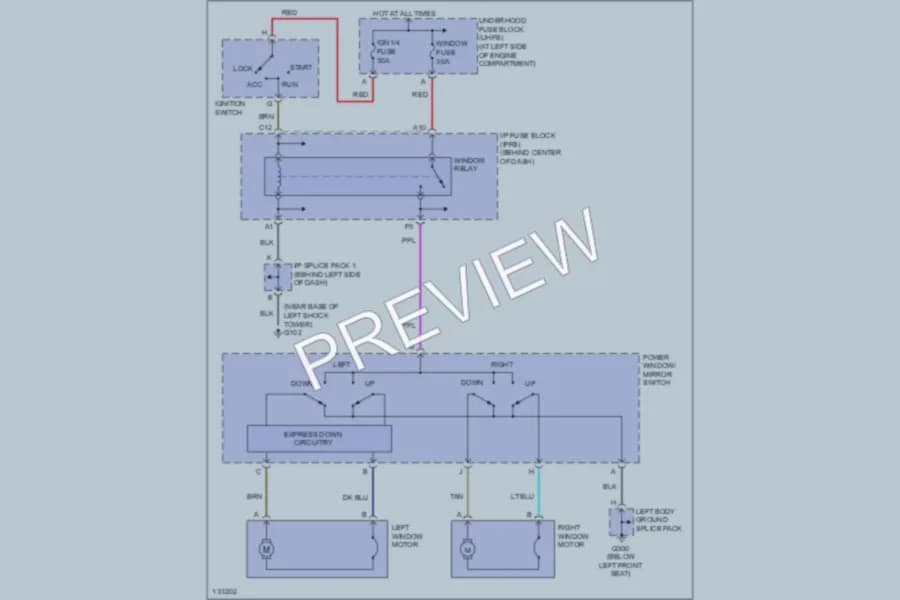 2001 Saturn SC2 Power Windows wiring diagram preview