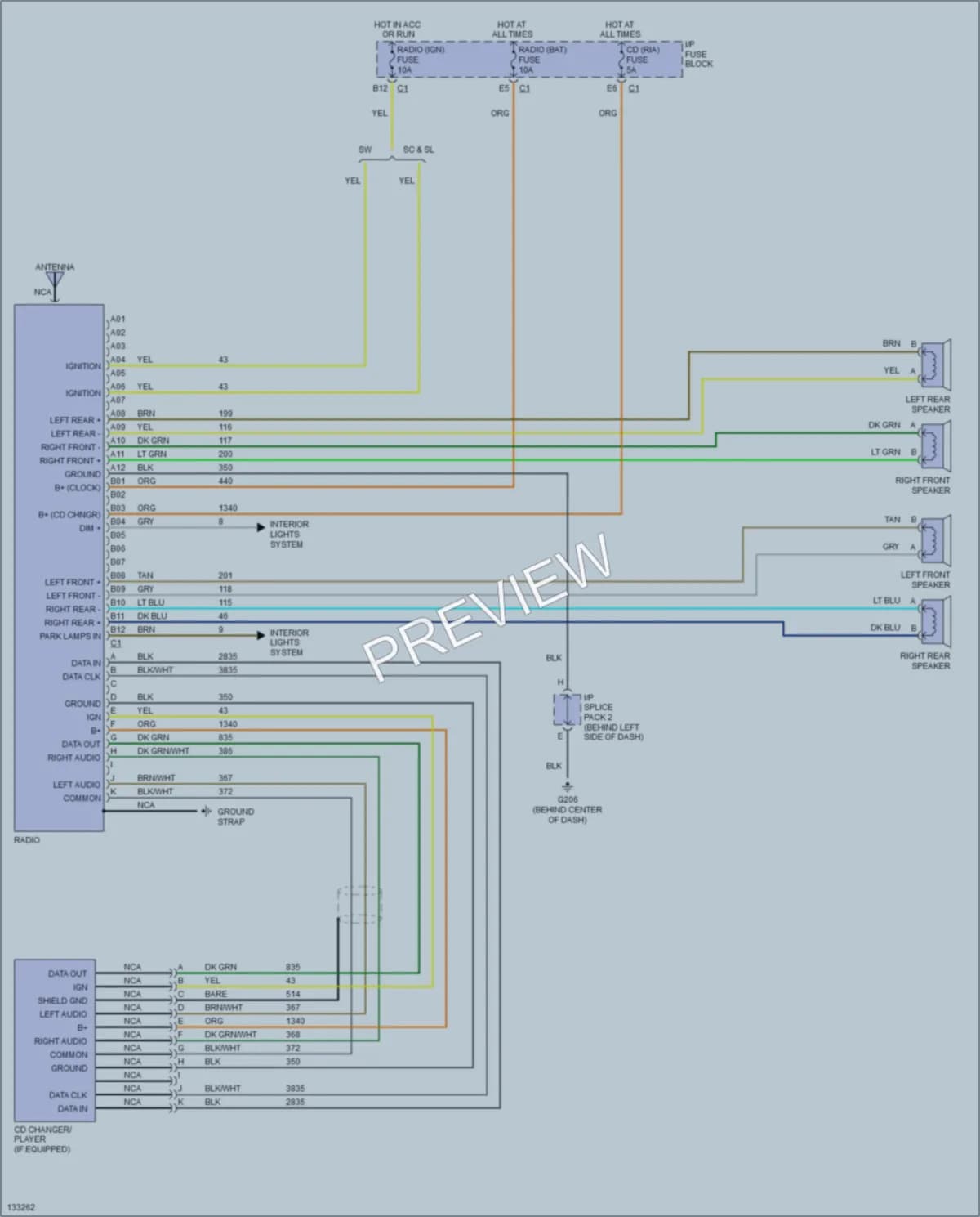 2001 Saturn SC2 Radio wiring diagram preview