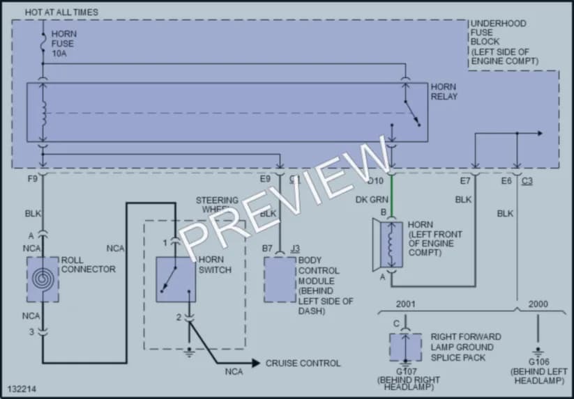 2001 Saturn SL Horn wiring diagram preview