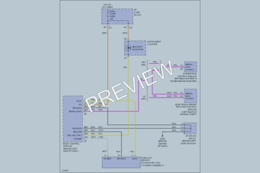 2001 Saturn SL1 Anti Theft wiring diagram preview
