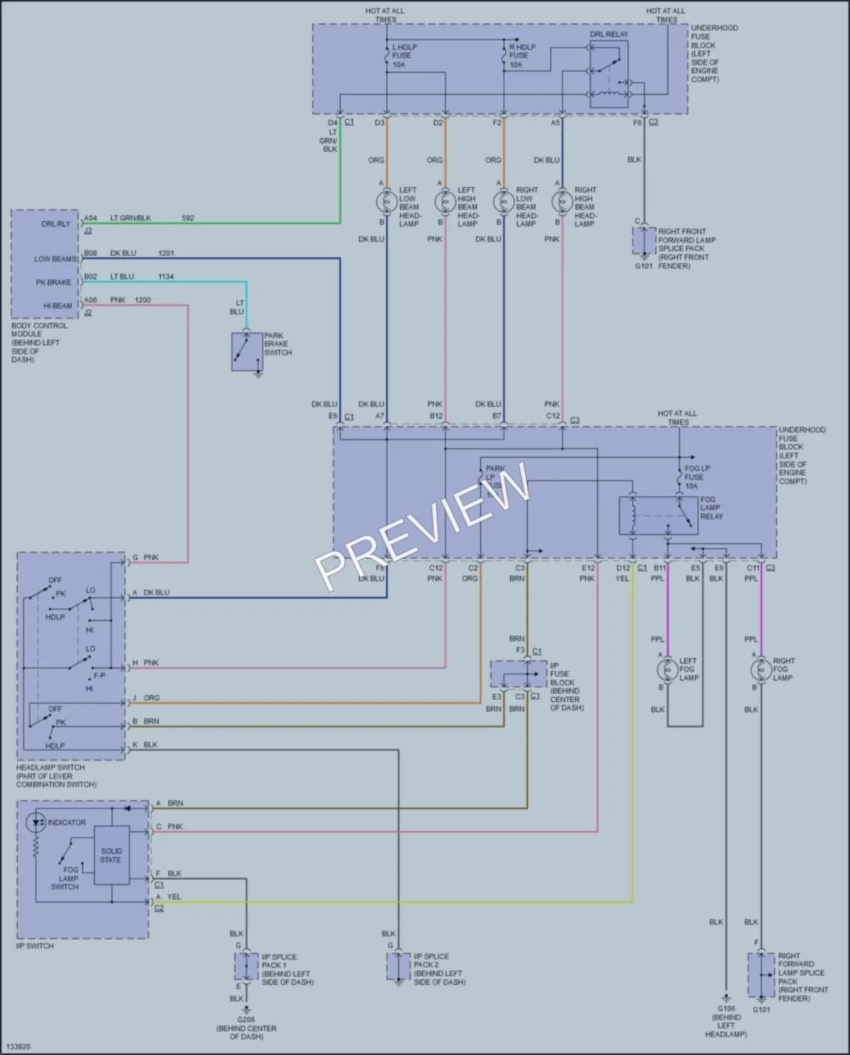 2001 Saturn SL2 Headlights wiring diagram preview