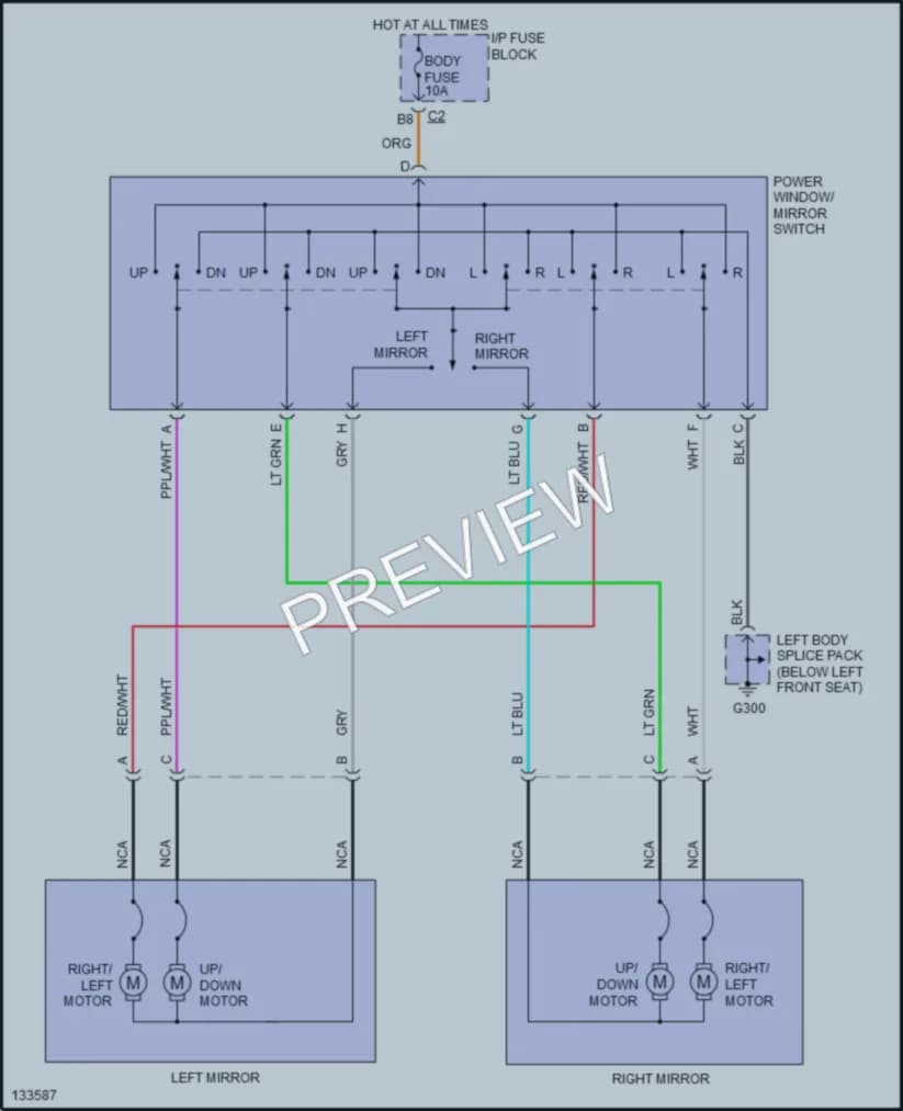 2001 Saturn SL2 Power Mirrors wiring diagram preview