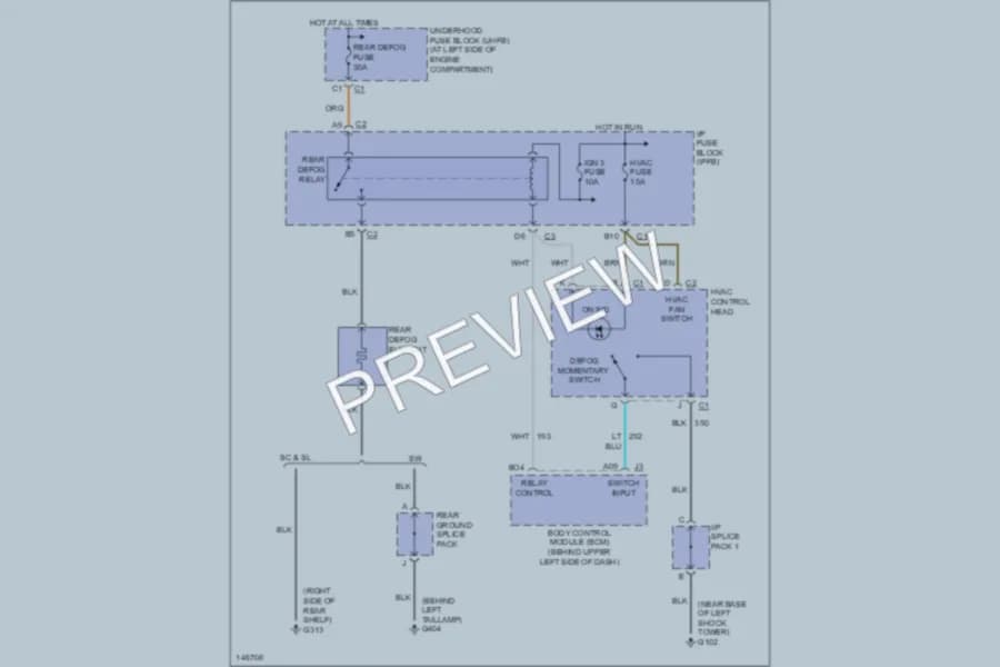 2001 Saturn SW2 Defoggers wiring diagram preview
