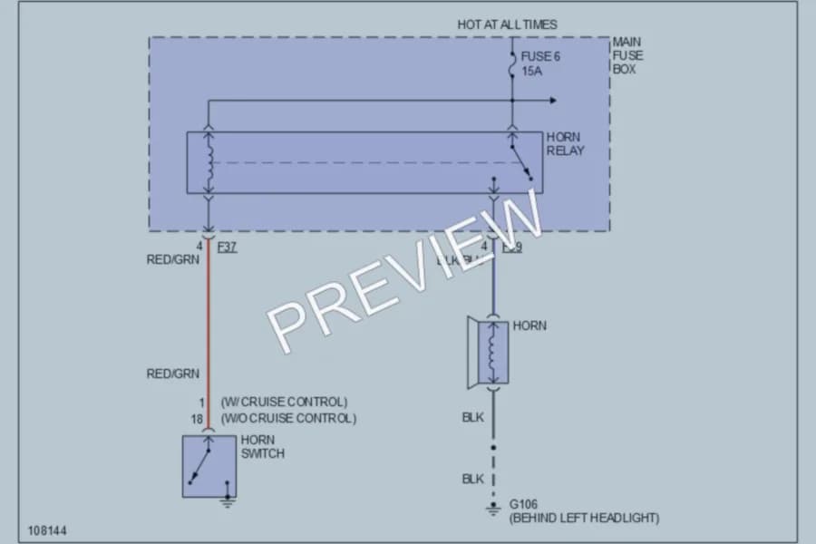 2001 Subaru Impreza Horn wiring diagram preview