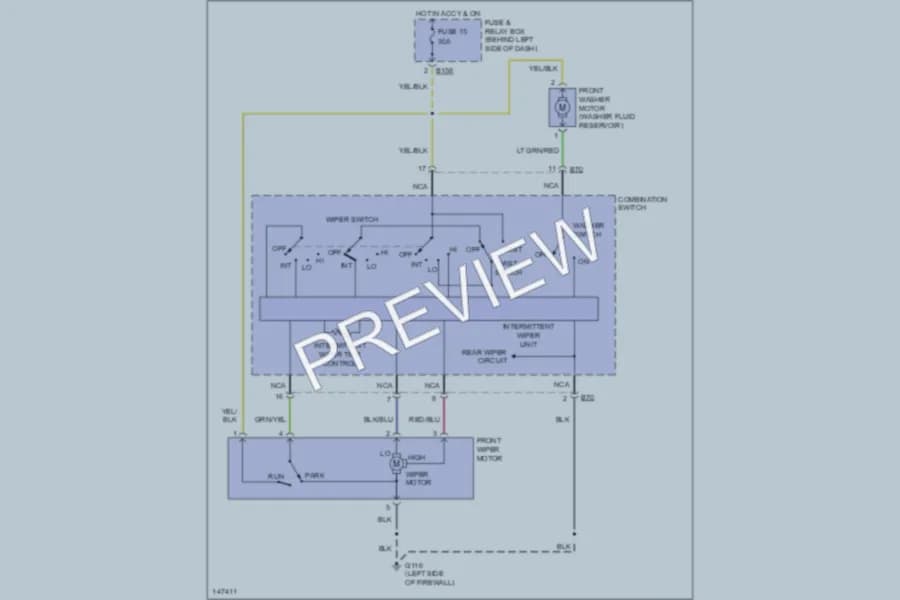 2001 Subaru Legacy Wiper Washer wiring diagram preview