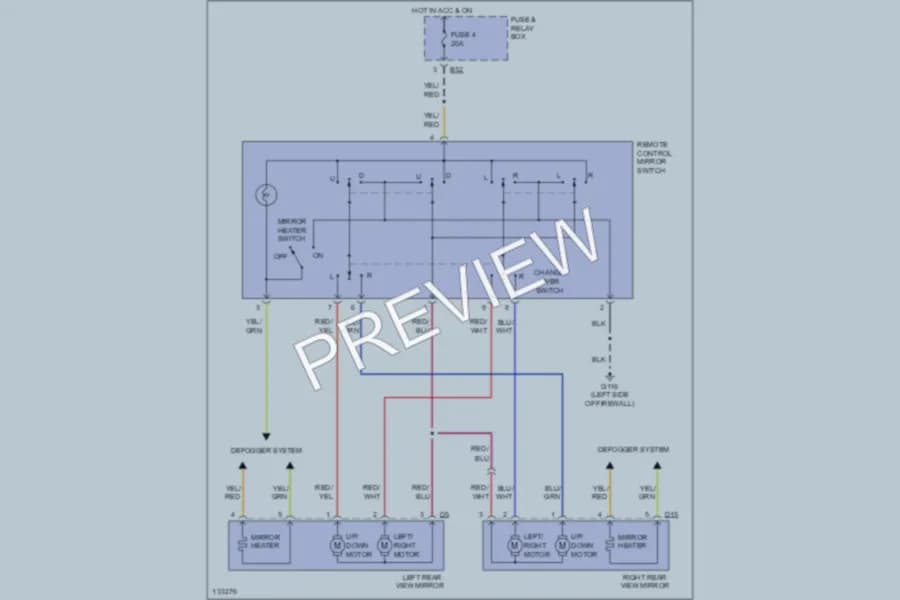 2001 Subaru Outback Power Mirrors wiring diagram preview