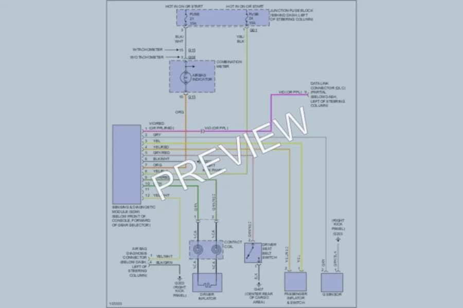 2001 Suzuki Swift Supplemental Restraints wiring diagram preview