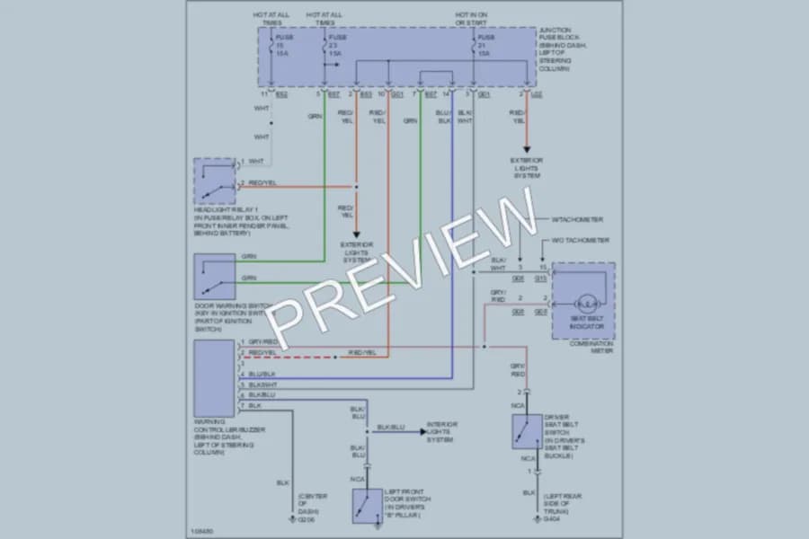 2001 Suzuki Swift Warning Systems wiring diagram preview