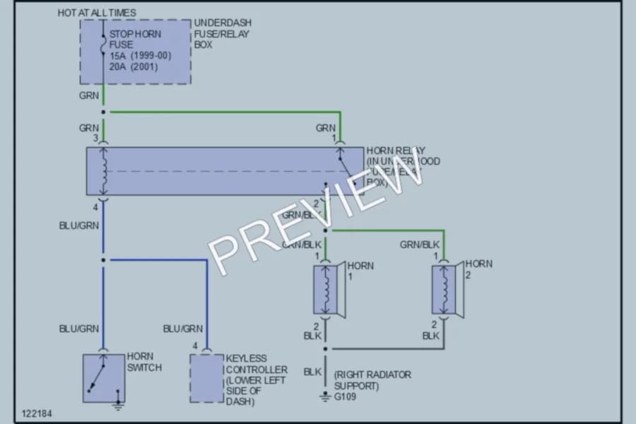 2001 Suzuki XL7 Horn wiring diagram preview