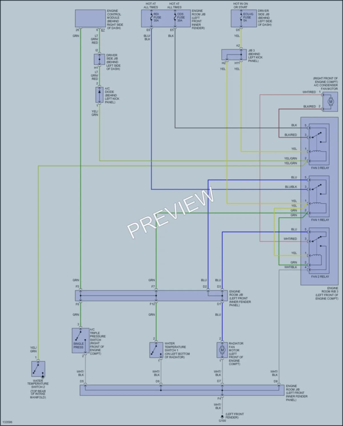 2001 Toyota Avalon Cooling Fan wiring diagram preview