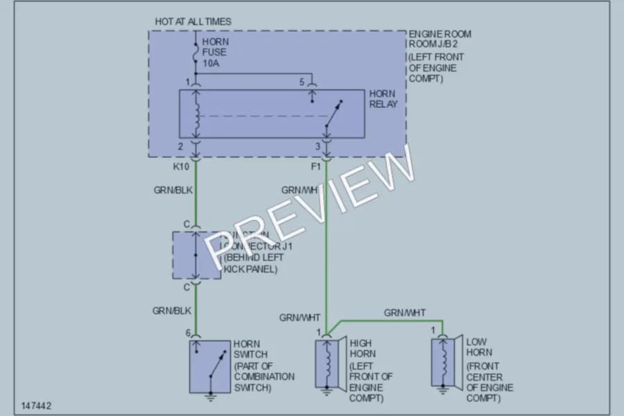 2001 Toyota Camry Horn wiring diagram preview
