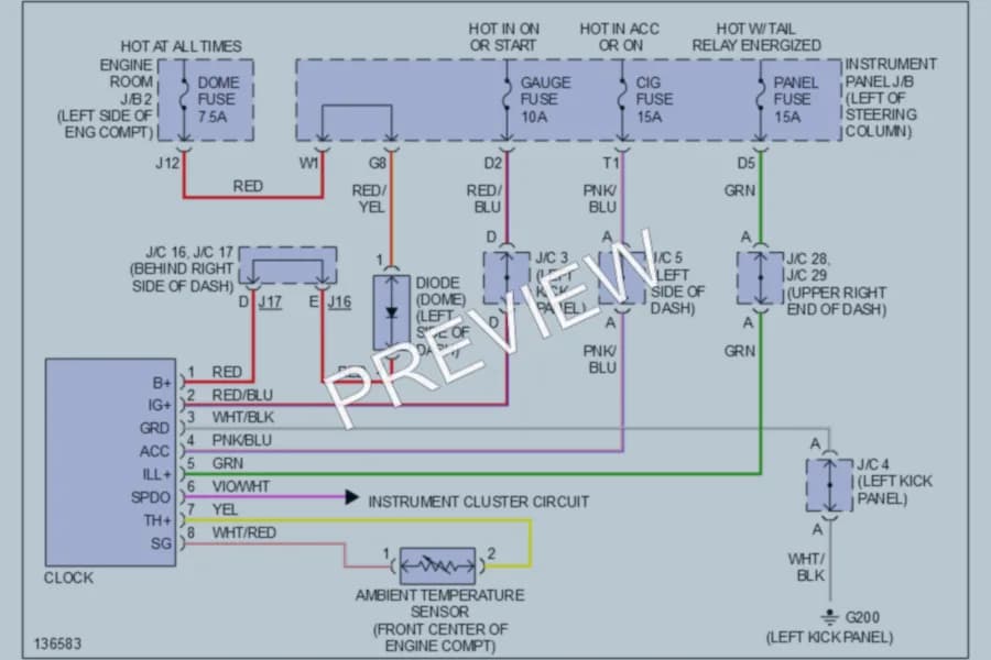 2001 Toyota Camry Instrument Cluster wiring diagram preview