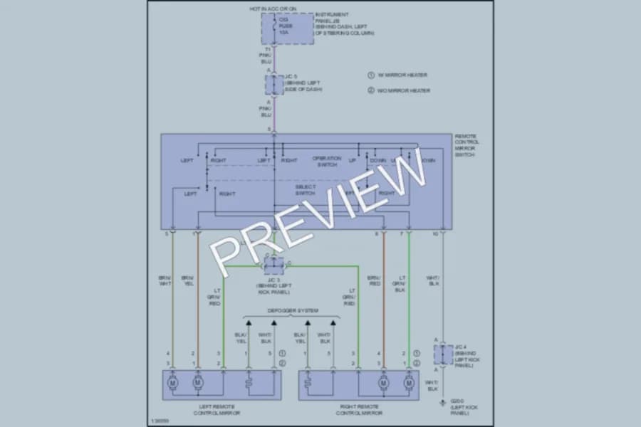 2001 Toyota Camry Power Mirrors wiring diagram preview