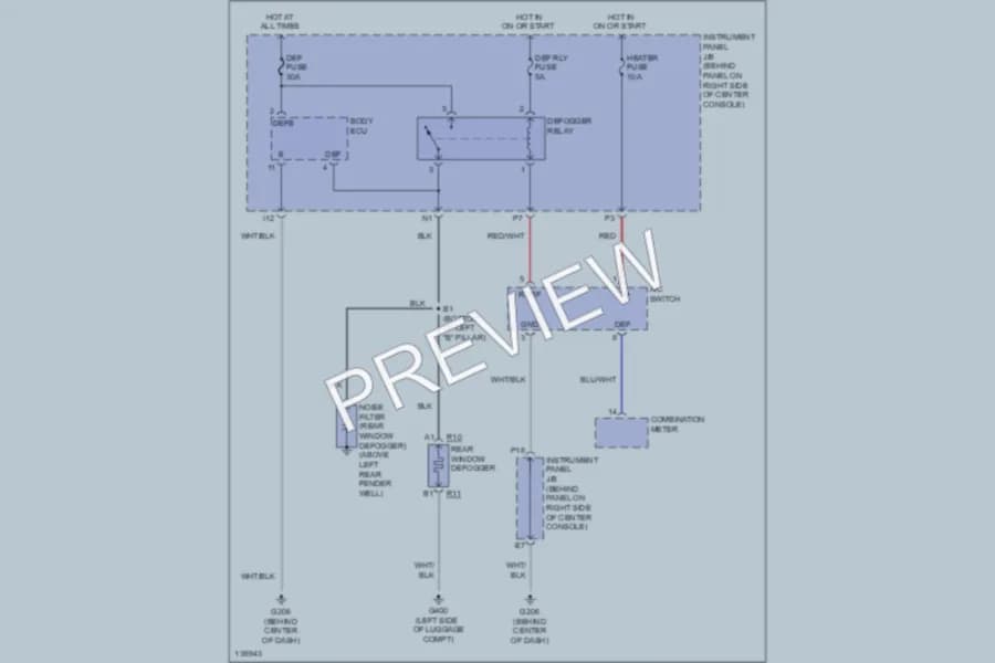 2001 Toyota Celica Defoggers wiring diagram preview