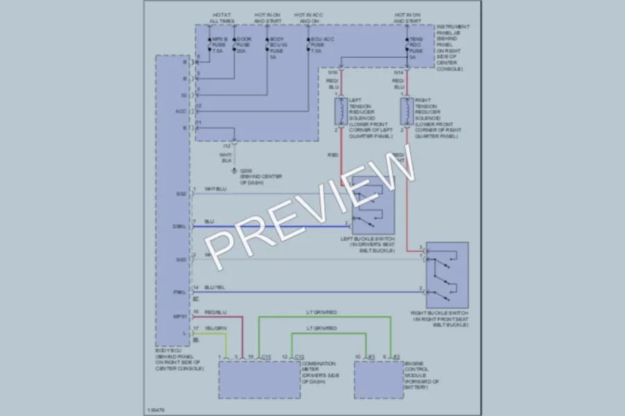 2001 Toyota Celica Passive Restraints wiring diagram preview