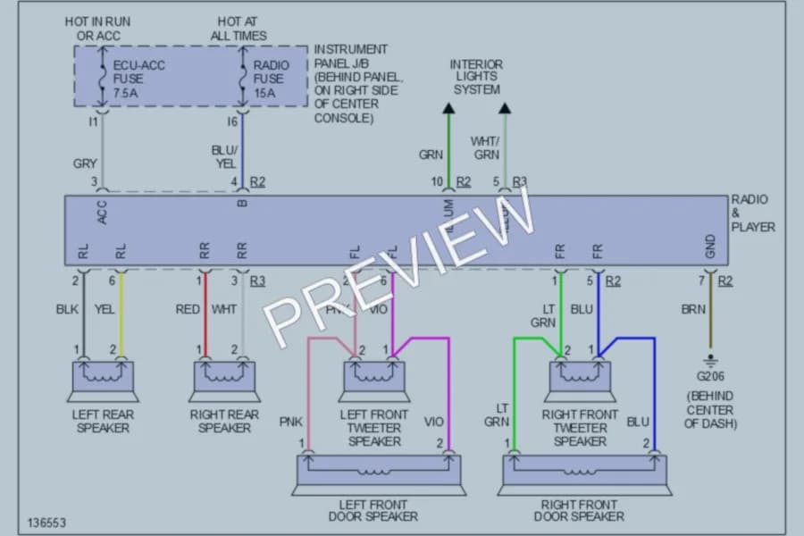 2001 Toyota Celica Radio wiring diagram preview