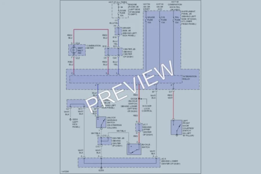 2001 Toyota Corolla Warning Systems wiring diagram preview