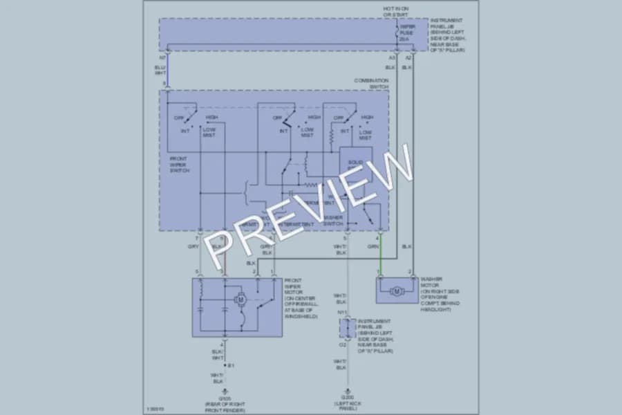 2001 Toyota Echo Wiper Washer wiring diagram preview