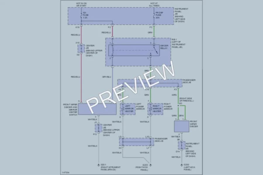 2001 Toyota Highlander Defoggers wiring diagram preview