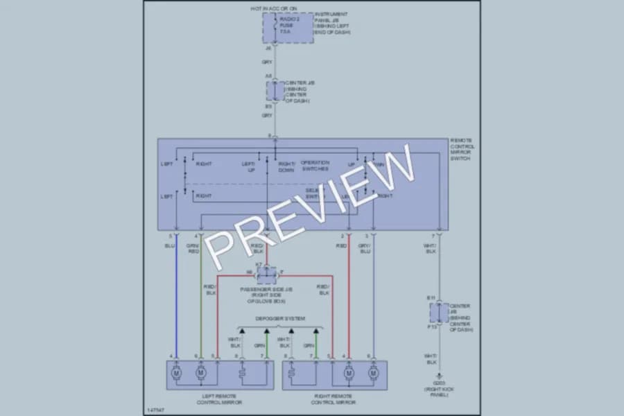 2001 Toyota Highlander Power Mirrors wiring diagram preview