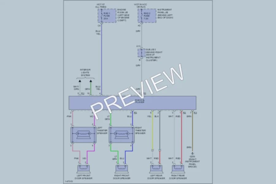 2001 Toyota Highlander Radio wiring diagram preview