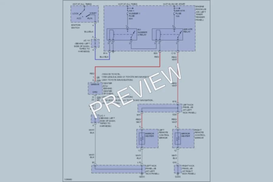 2001 Toyota LandCruiser Defoggers wiring diagram preview