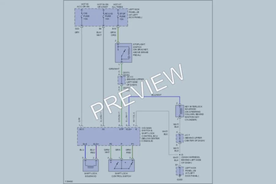 2001 Toyota LandCruiser Shift Interlocks wiring diagram preview