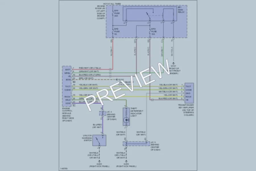 2001 Toyota RAV4 Anti Theft wiring diagram preview