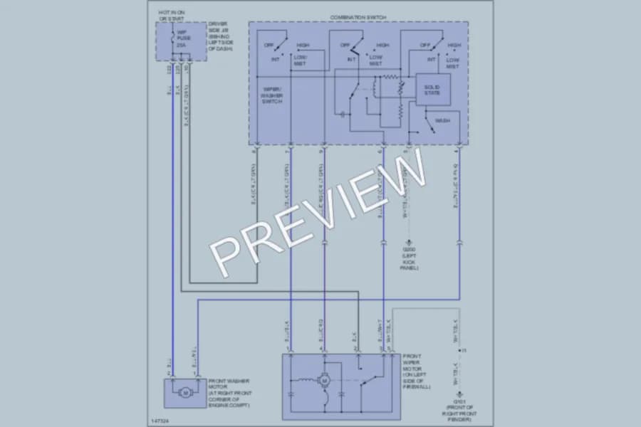 2001 Toyota RAV4 Wiper Washer wiring diagram preview