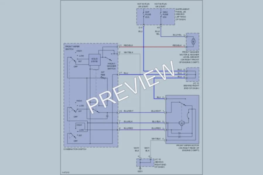 2001 Toyota Sequoia Wiper Washer wiring diagram preview