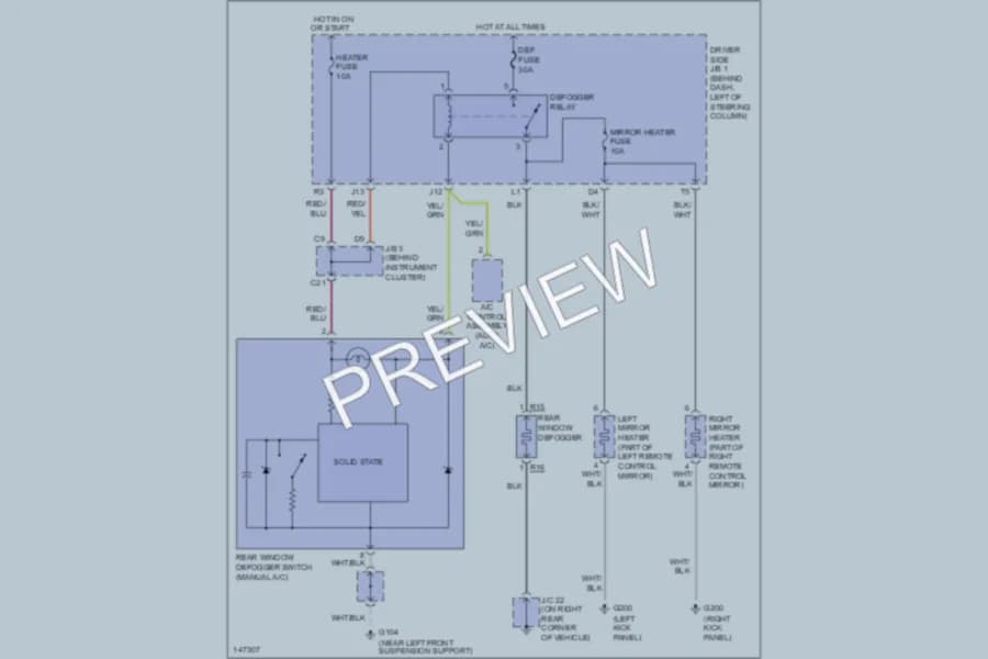 2001 Toyota Sienna Defoggers wiring diagram preview