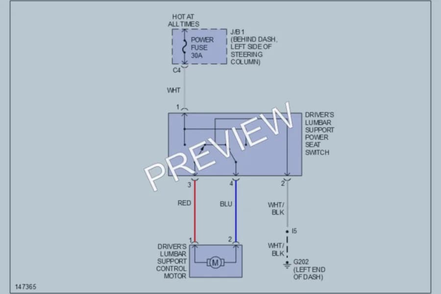 2001 Toyota Tacoma Power Seats wiring diagram preview