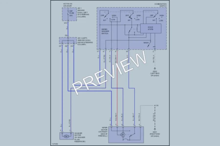 2001 Toyota Tacoma Wiper Washer wiring diagram preview