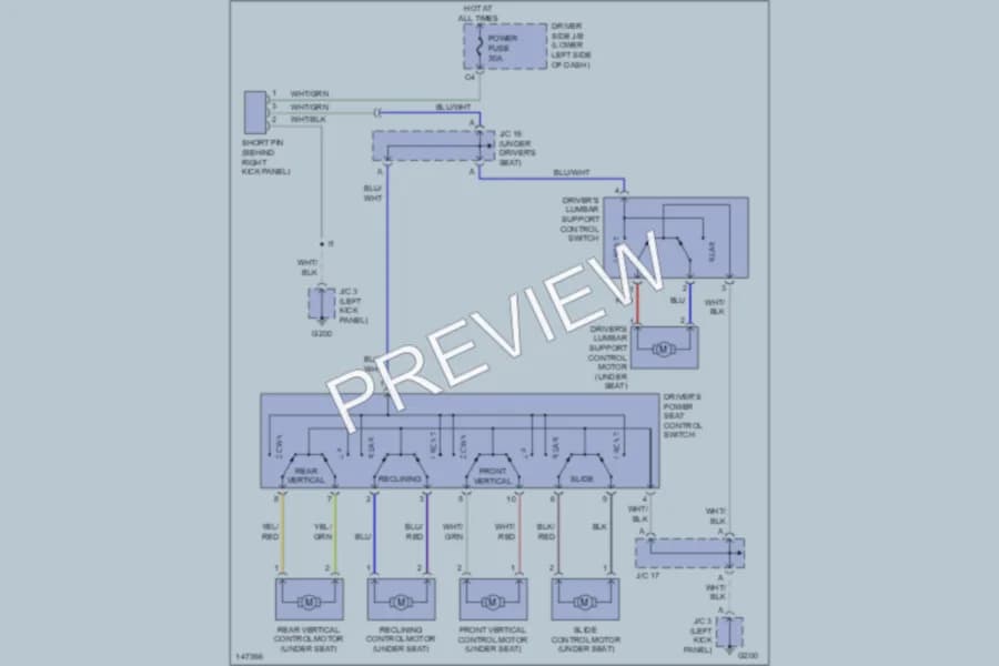 2001 Toyota Tundra Power Seats wiring diagram preview