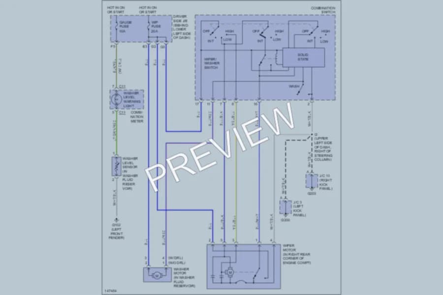 2001 Toyota Tundra Wiper Washer wiring diagram preview