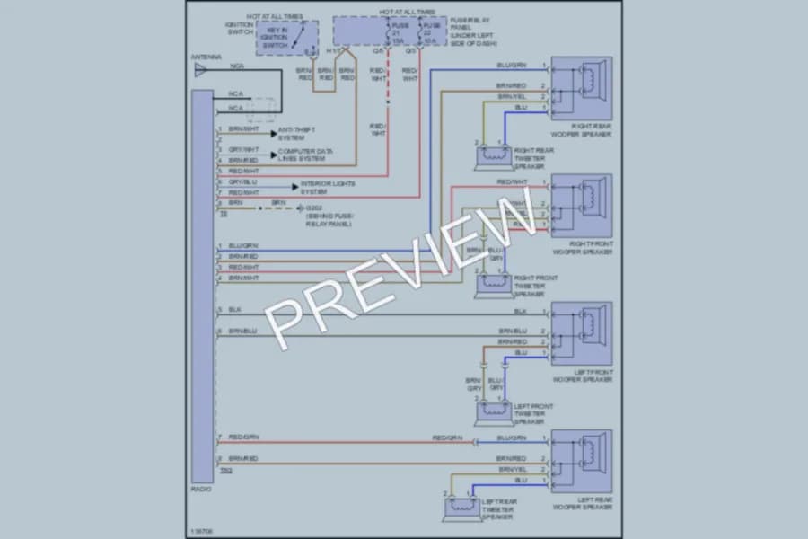 2001 Volkswagen Cabrio Radio wiring diagram preview