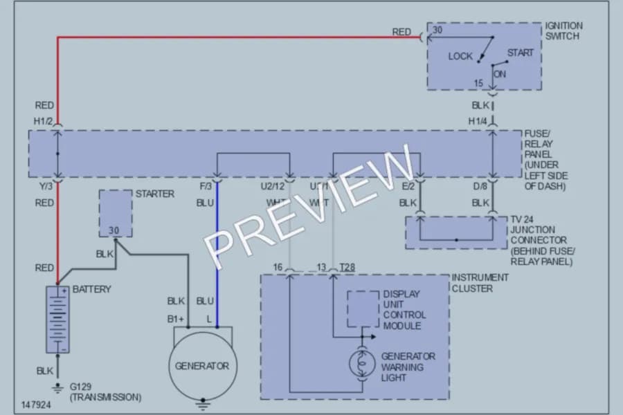 2001 Volkswagen Cabrio Starting Charging wiring diagram preview
