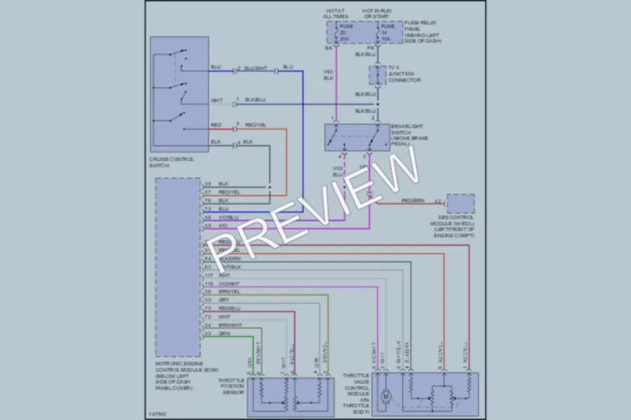 2001 Volkswagen EuroVan Cruise Control wiring diagram preview
