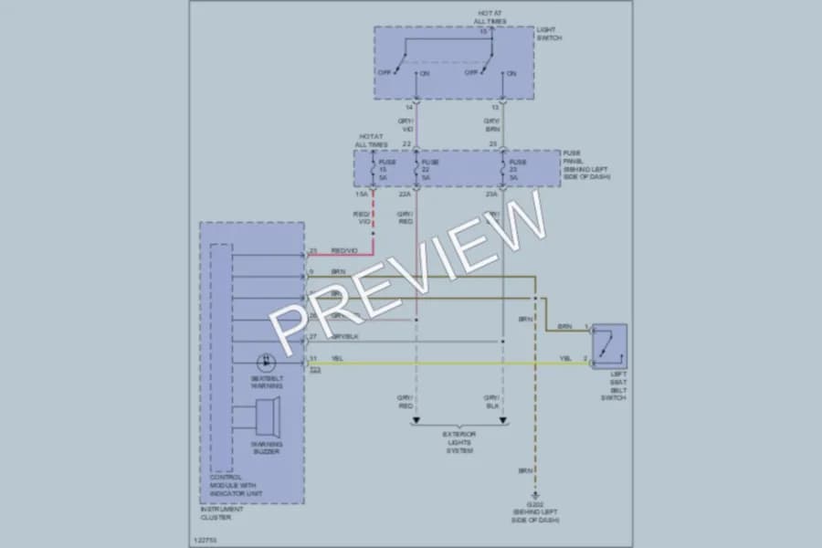2001 Volkswagen Golf Warning Systems wiring diagram preview