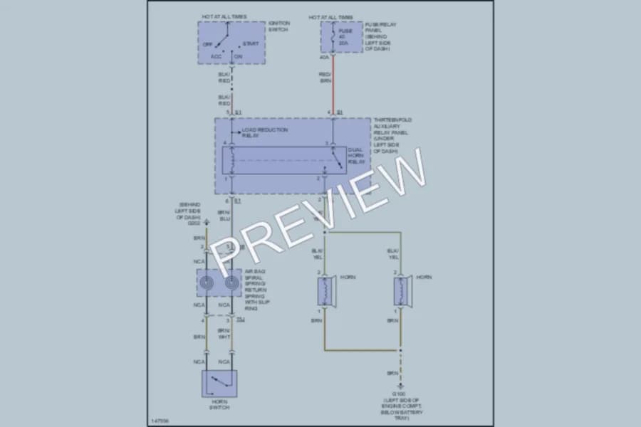 2001 Volkswagen Jetta Horn wiring diagram preview
