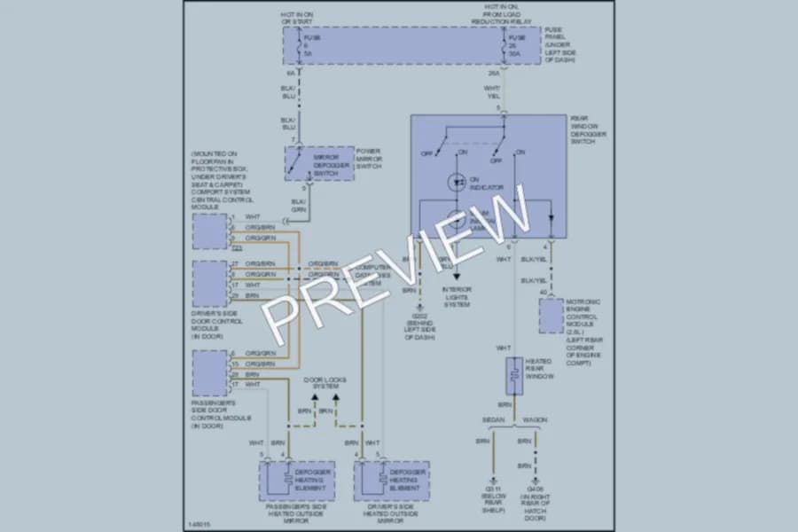 2001 Volkswagen Passat Defoggers wiring diagram preview