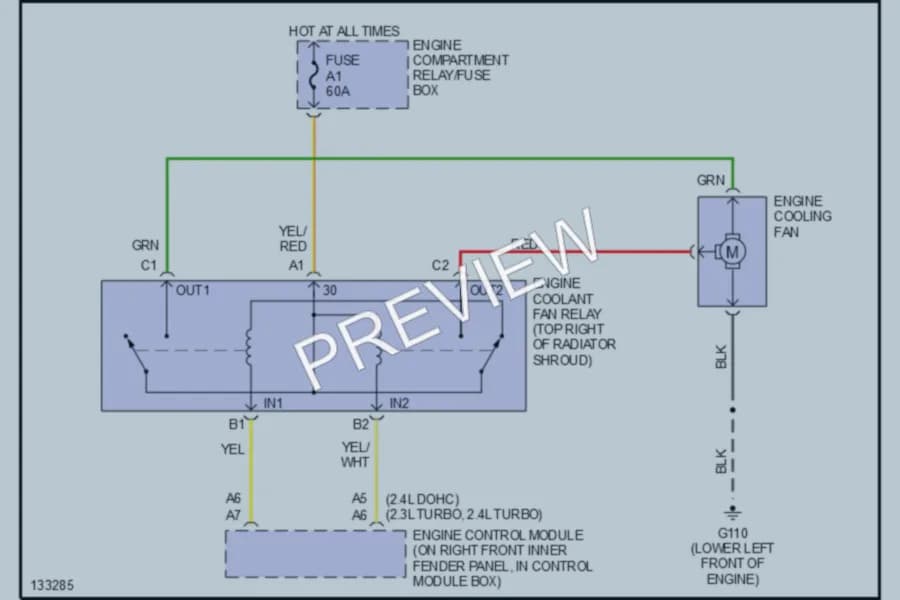 2001 Volvo C70 Cooling Fan wiring diagram preview