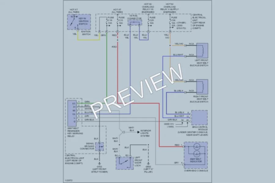 2001 Volvo C70 Warning Systems wiring diagram preview