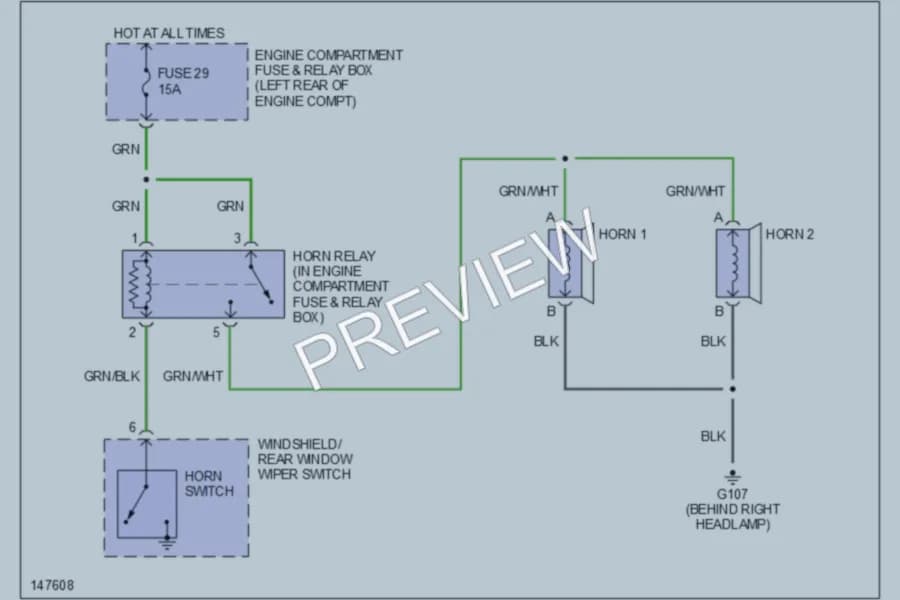 2001 Volvo S40 Horn wiring diagram preview