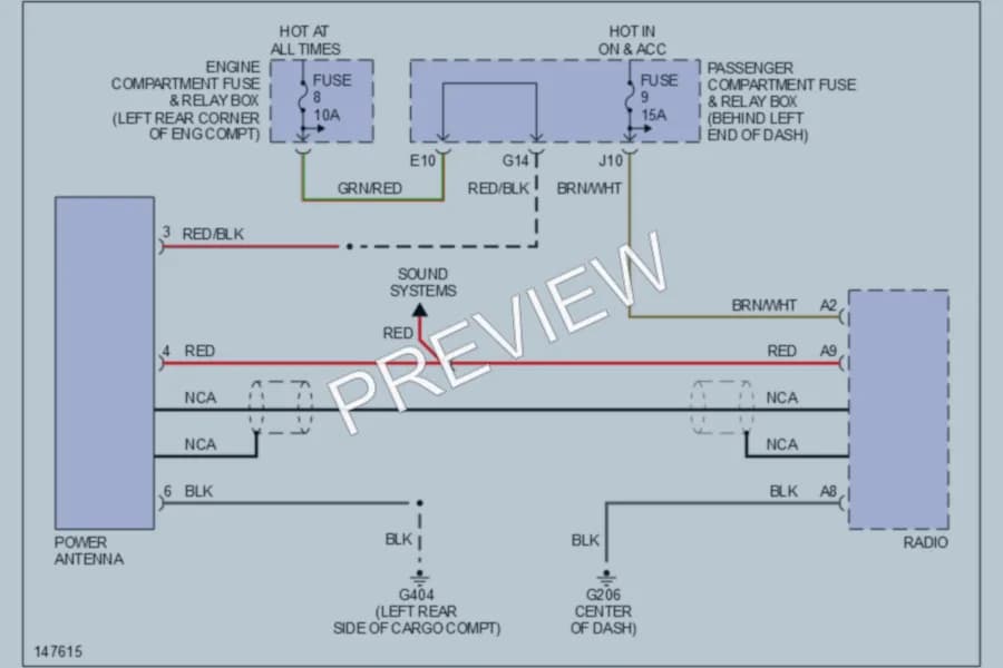 2001 Volvo S40 Power Antenna wiring diagram preview