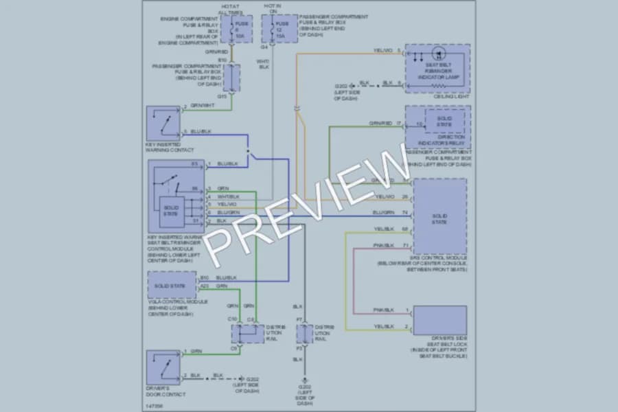 2001 Volvo S40 Warning Systems wiring diagram preview