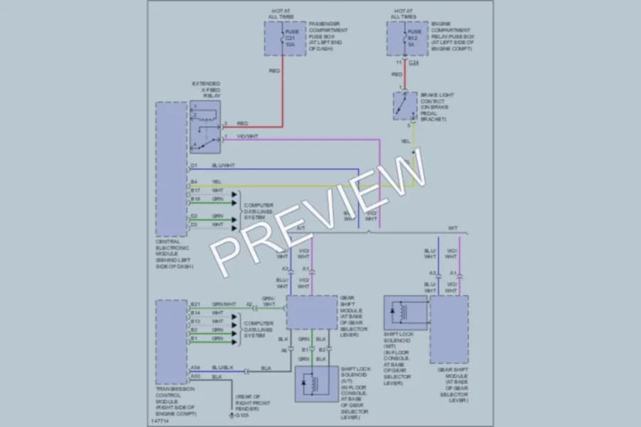 2001 Volvo S60 Shift Interlocks wiring diagram preview