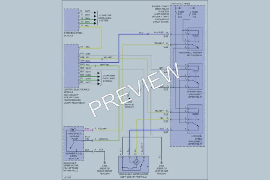 2001 Volvo S60 Wiper Washer wiring diagram preview