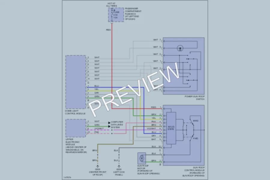 2001 Volvo S80 Power Top Sunroof wiring diagram preview
