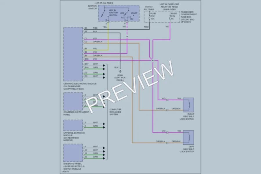 2001 Volvo V70 Warning Systems wiring diagram preview